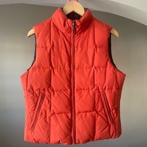 RALPH LAUREN Orange Plaid Reversible Down Puffer Vest P/M